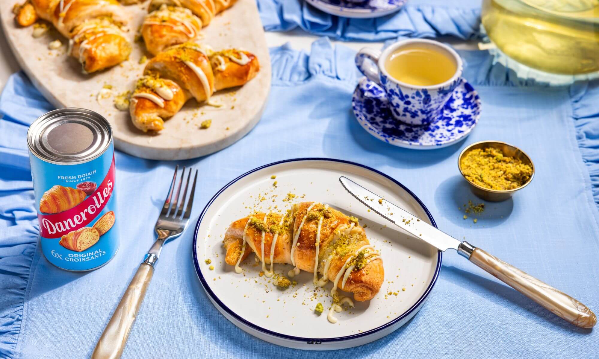 Croissant med hvid chokolade og pistacie